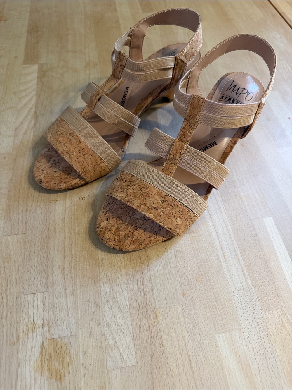 Impo Cork Wedge Sandals in Neutral Beige